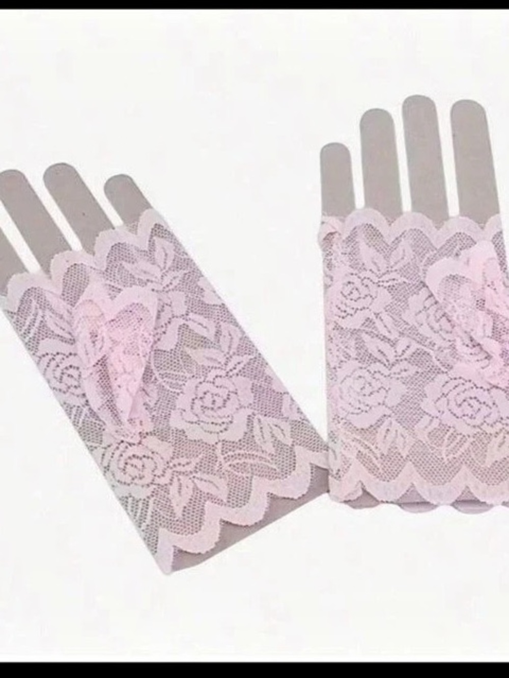 Pink Floral Lace Gloves